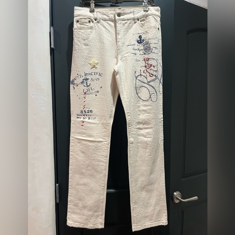 Lauren Jeans Co Ralph Lauren Natural Jeans Women’s Size 8 Nautical in Creme